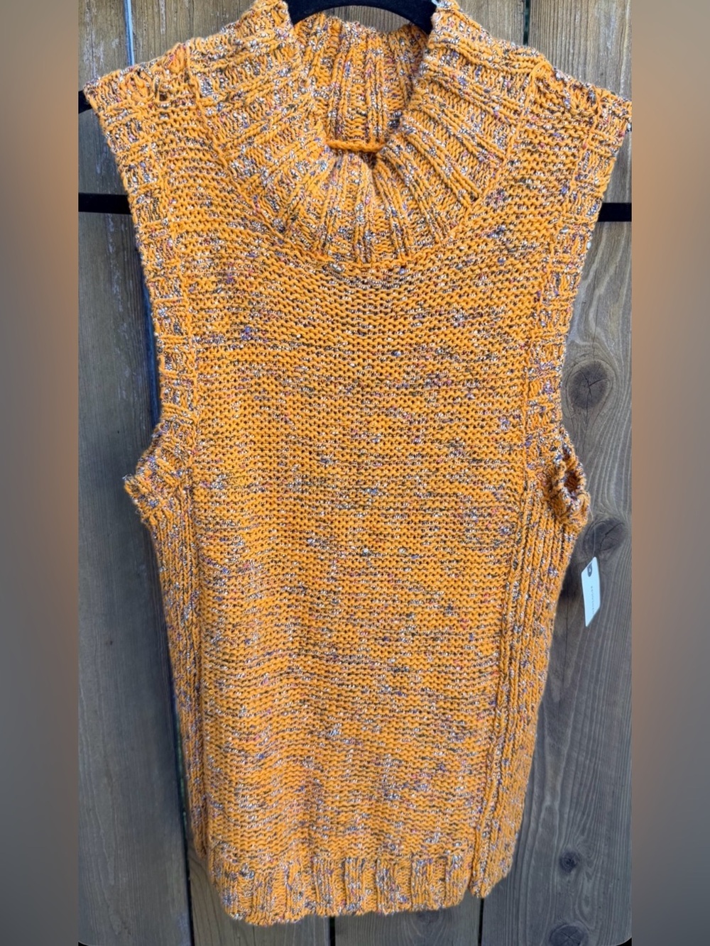 Anthropologie NWT Orange Sunrise Sweater Tank Top Size M Mock Neck Sleeveless